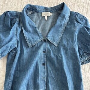 FRAME denim puff sleeve top